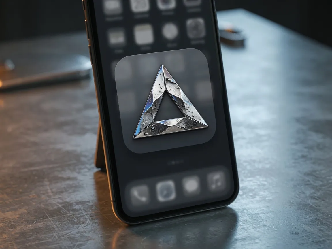 Marca 3D en cromo usada como icono de app